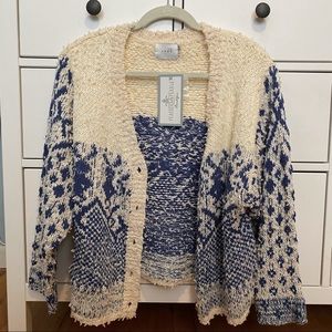 Blue and white knit cardigan